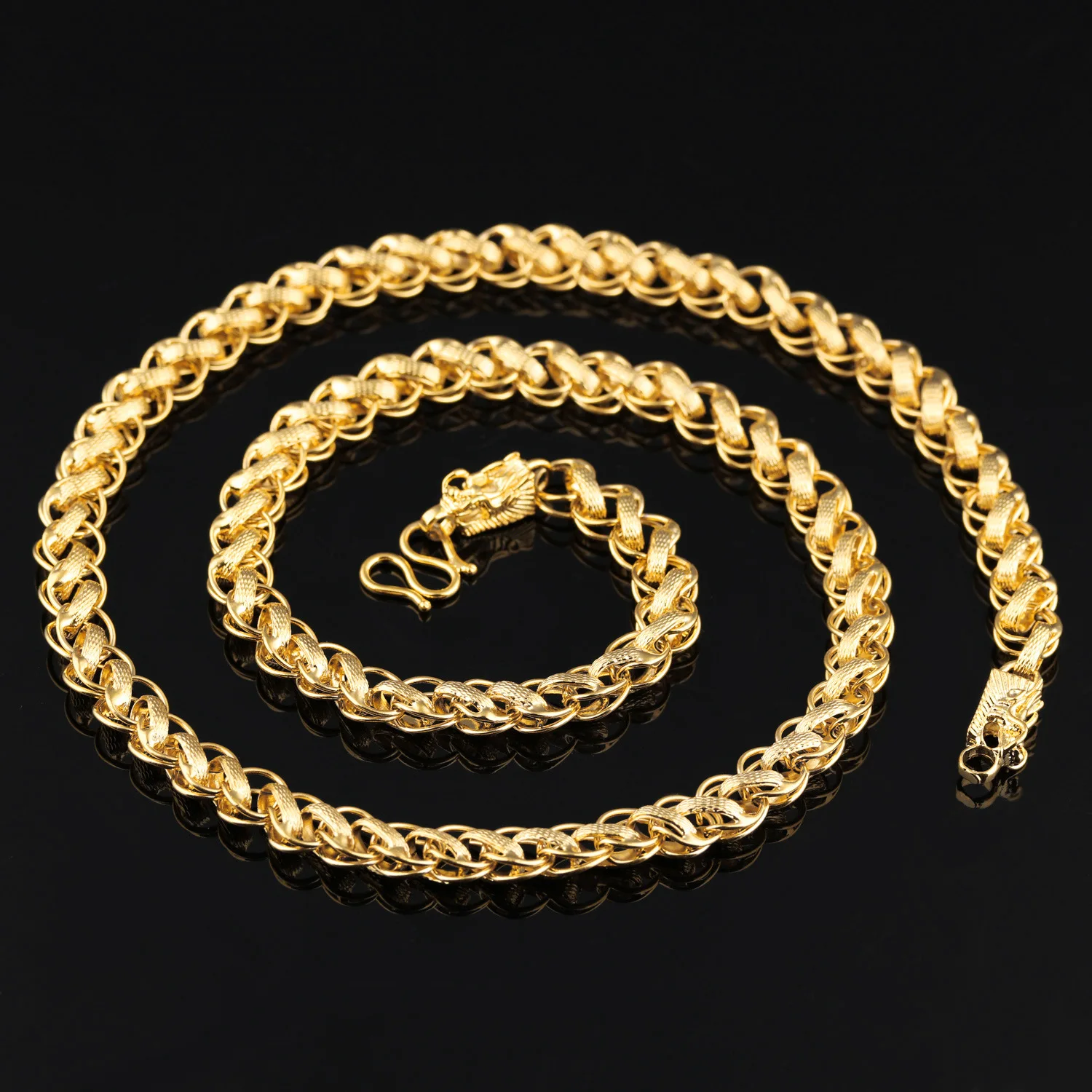 OPK Cross Border Electricity Supplier Supply of Goods Plated 18K Gold Men long tou lian Necklace Cool Chunky Big Gold Necklace
