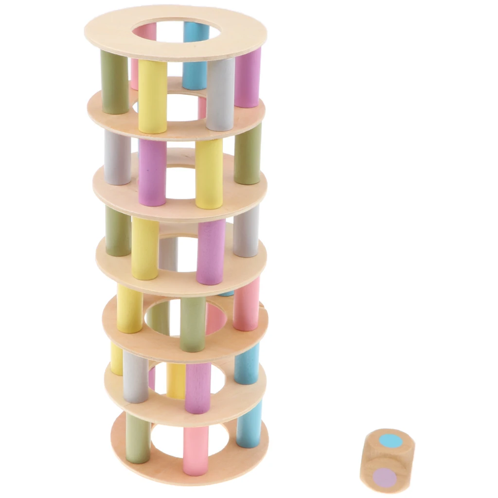 Leaning Tower Building Blocks Set Stacking Balance Game Kids Educational Toy