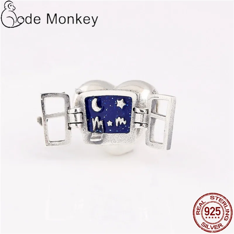 CodeMonkey 100% реальные 925 пробы серебро сердце любовь подвески в виде Луны звезды