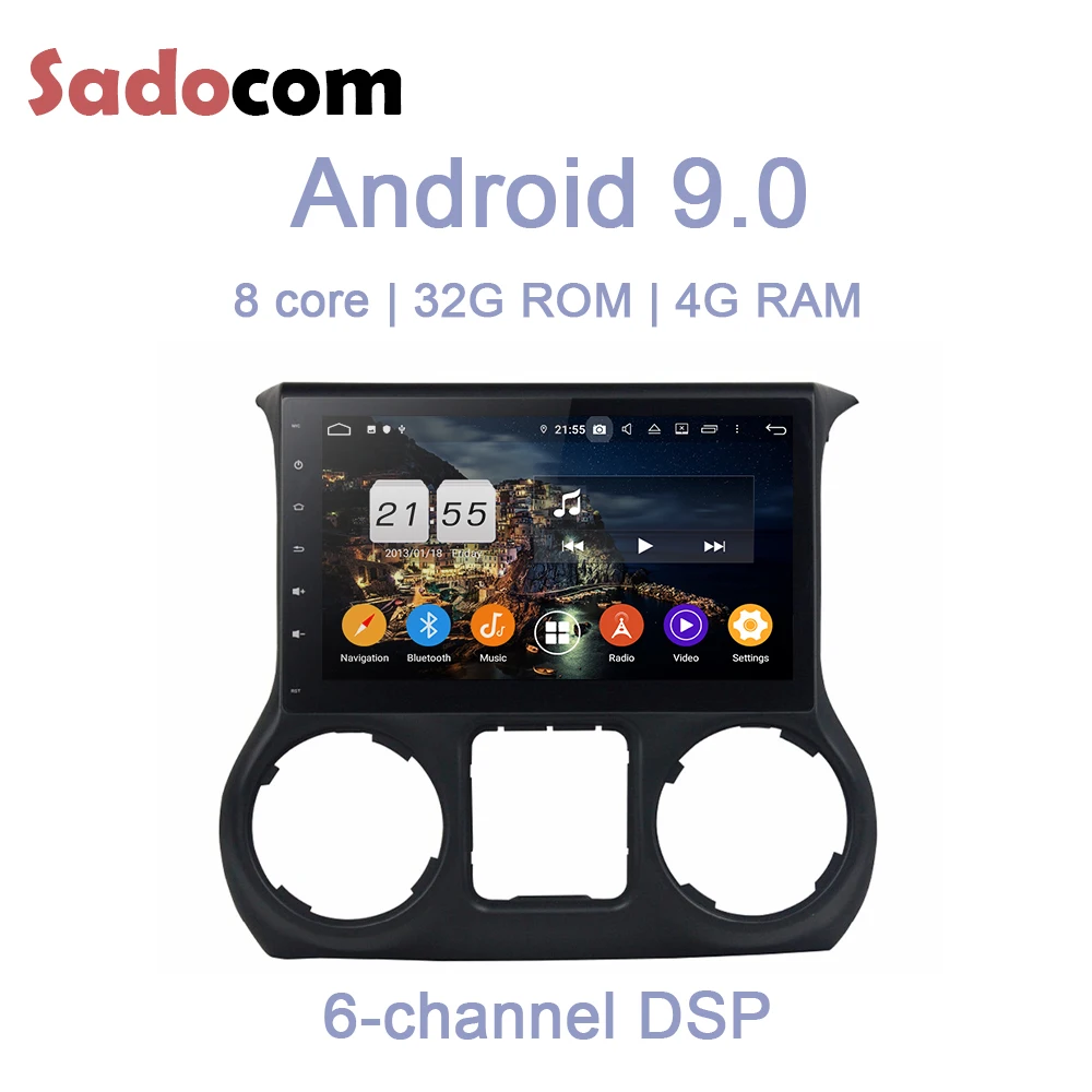 10," TDA7851 Android 9,0 для Jeep Wrangler 4 Гб+ 32 ГБ Автомобильный dvd-плеер gps ГЛОНАСС карта RDS радио wifi Bluetooth 4,0 DVR камера ТВ