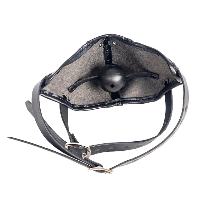 New Leather Hood Mask Mouth Plug Ball Gag Bondage Slave Restraints Fetish Sex Toys For Gay Couples Flirting Adult Games