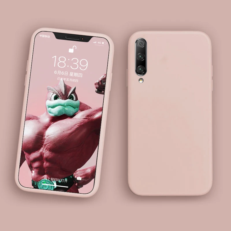 Жидкий силиконовый чехол для Xiao mi Red mi 8A Note 8 7 Pro, мягкий чехол ярких цветов для mi 9 8 SE A2 A3 Lite CC9 CC9E - Цвет: Pink