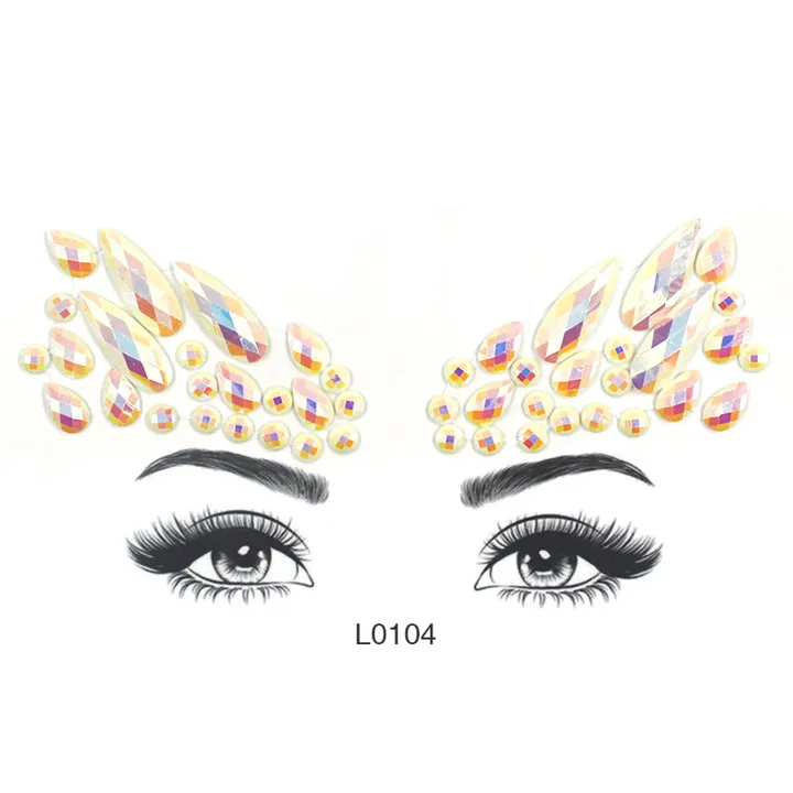 3  Fashion Jewelry Stickers Acrylic Rhinestone Festival Masquerade Party Women Face Sticker  Temporary Tattoo Diy Accessories