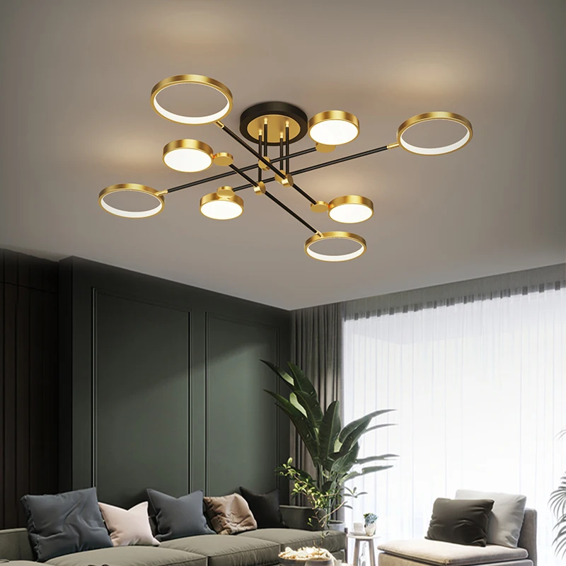 Modern LED Chandelier Lighting For Living Room Bedroom New Lamp Gold Frame Aluminum Dropshipping Indoor Fixture Light Lustres