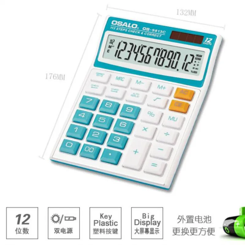 New 9813C ABS plastic button calculator desktop solar calculator 12 digit display calculator 4