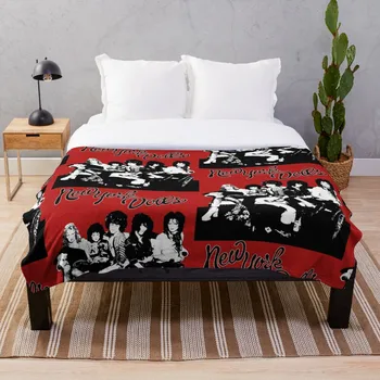 

New York Dolls 70s 1970s Retro Vintage Distr Throw Blanket Soft Sherpa Blanket Bed Sheet Single Knee Blanket Office Nap Blanket