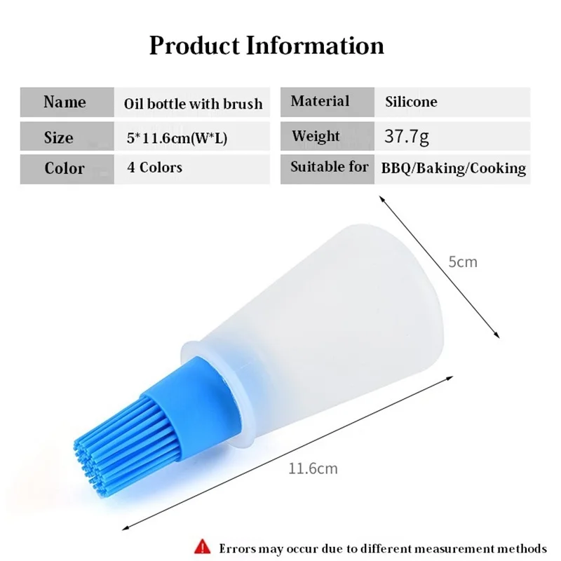 2 In 1 Portable Silicone Oil Brush With Bottle Lecythus Pastry Cake Baking Accessories BBQ Basting Tool Kitchen Cooking Gadgets