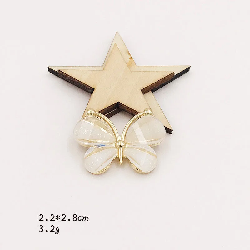 10PCS/Lot 2.2*2.8CM Resin Alloy Flatback Butterfly Button For DIY Clothing Applique Metal Wedding Embellishment Jewelry Craft 3