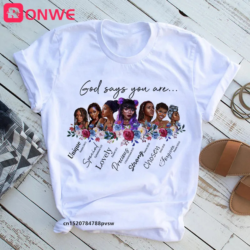 Women God Says You Are Black Girl Is Beutiful Magic T Shirt Fashion Graphic  T-shirts Black Lives Matter Juneteenth Tshirt Tops - T-shirts - AliExpress