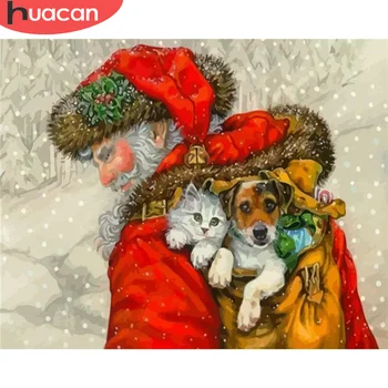 

HUACAN Painting By Number Santa Claus Drawing On Canvas HandPainted Christmas Art Gift DIY Pictures By Number Kits Home Decor