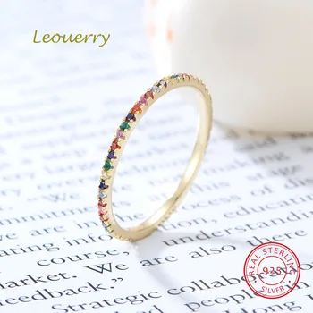 

Leouerry 925 Sterling Silver Spinel Finger Rings Luxury AAA CZ Crystal Stacking Rings For Women Wedding Engagement Gifts