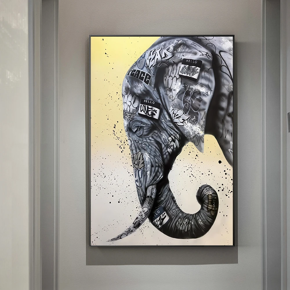 

Home Decor Elephant Graffiti Wall Art Canvas Painting Animal Posters And Prints Graffiti Modular Picture For Living Room Cuadros