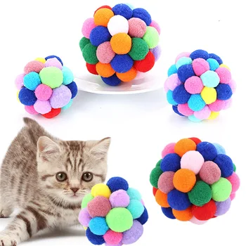 

3pcs/set Cat Toys Colorful Ball Bells Interactive Funny Cat Scratcher Ball Toy Kitten Catnip Bell Toy Cat Play Cast Accessories