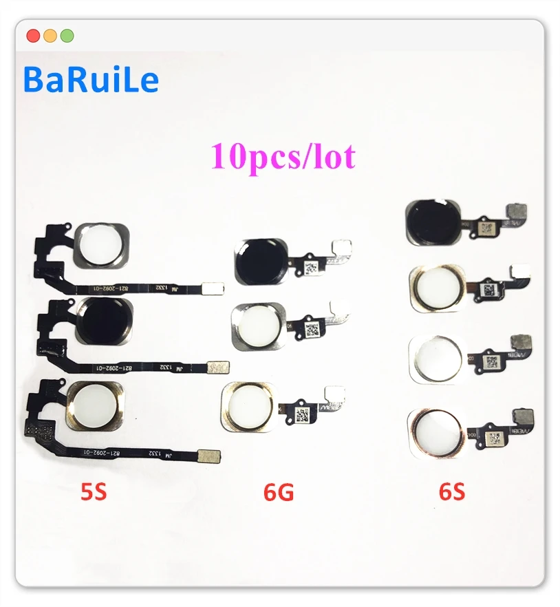 BaRuiLe 10 шт. кнопка домой гибкий кабель для iPhone 6 7 6S 8 Plus включения/выключения питания