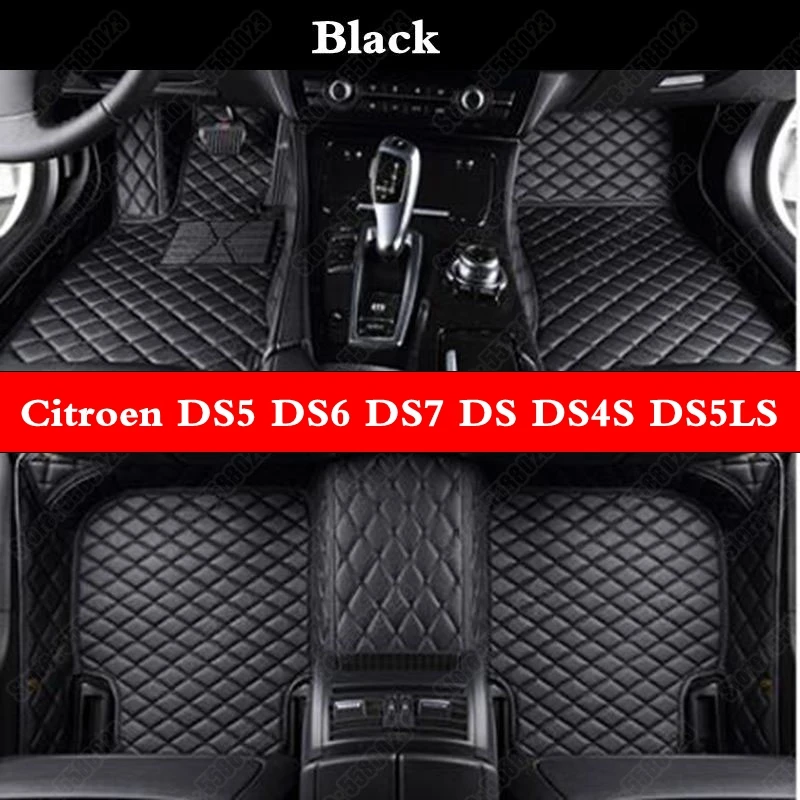 

Waterproof Leather Car Floor Mats for Citroen DS5 DS6 DS7 DS DS4S DS5LS DS3 DS4 Custom All Weather Black Auto Foot Rugs Pads Mat