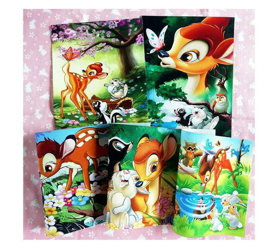 15x20cmDisney олененок декоративный холст ткань ручная окрашенная ткань для сумки/Картины/бумажника/украшения хлопчатобумажная льняная ткань