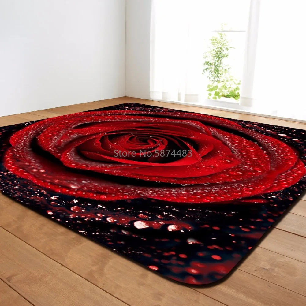 3D Романтическая Роза коврики большой салон ковры коврик мягкая фланель День