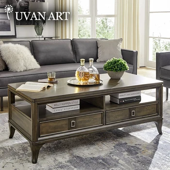 

Rectangular coffee table wooden drawer storage 205F-5