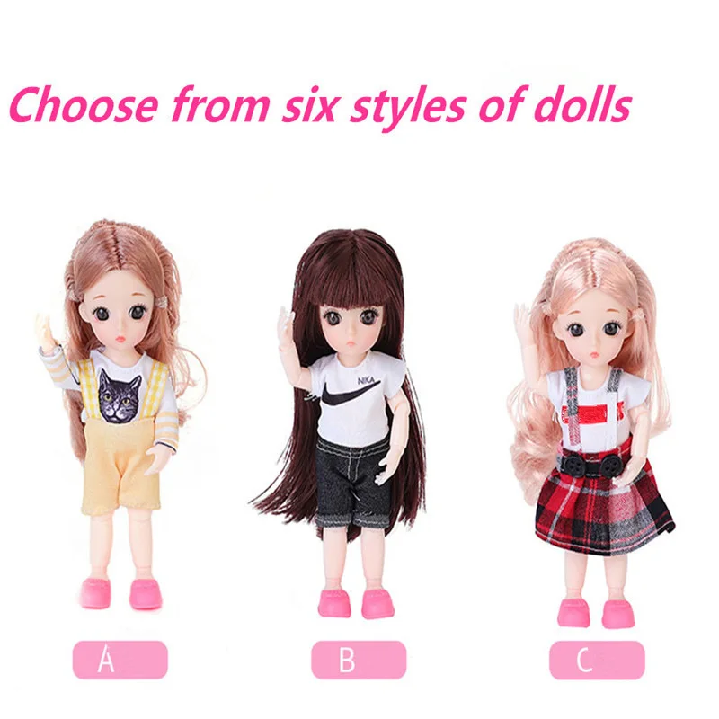 6 шт. 16 см модные куклы принцессы BJD с платьем и обувью 13 суставов подвижные 3D красивые ученики обнимают сладкие подарки для девочек