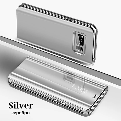 Умный зеркальный чехол для телефона для samsung Galaxy Note 10 A50 S8 A10 A20 A30 A70 A80 J4 J6 J8 плюс J3 J5 J7 A3 A5 A7 A6 A8 крышка - Цвет: Silver