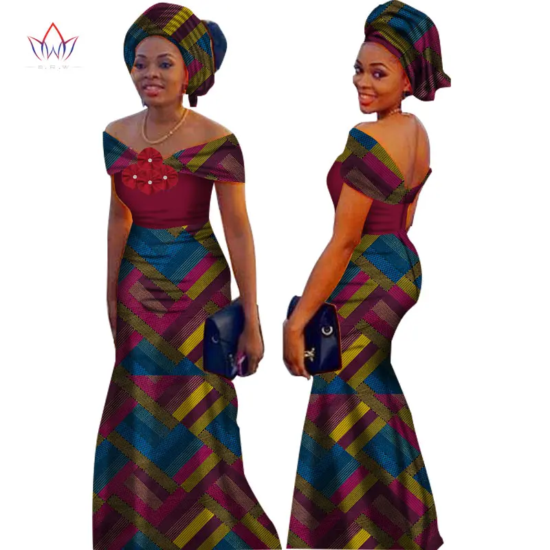 Африканские платья для женщин Африканский принт Длинные платья Дашики платье Базен Riche смешанный размер вечерние платья для девочек WY1688