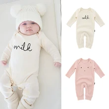 Kids Autumn Long Sleeve Jumpsuits Baby Girls Boys Romper Letter Printed Cotton Rompers