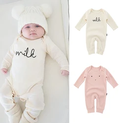 Combinaisons à manches longues pour enfants, barboteuse en coton avec lettres imprimées, pour bébés filles et garçons, automne 