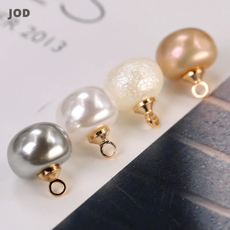 

10pieces 10mm Pearl Buttons for Clothing Shirt Crafts Champagne Silver Gray Plastic Snap Button Gold Vintage Decorative Bead