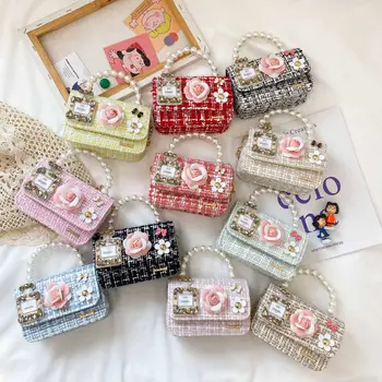 

Korean Style Crossbody Bags for Women Mini Coin Wallet 2020 Cute Girls Princess Party Pearl Hand Bags Baby Clutch Purse Gift