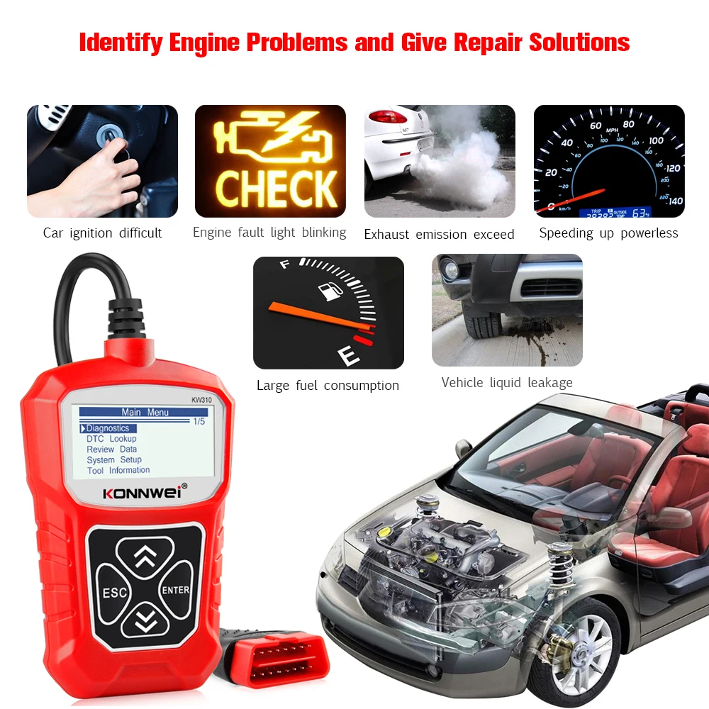 OBD2 сканер KONNWEI KW310 Автомобильный для считывания кодов автомобиля инструменты