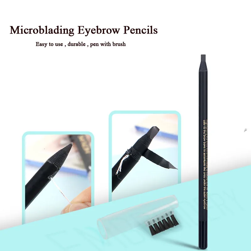 

1pc New Product Microblading Embroidery Positioning Eyebrow Pencils with brush Waterproof Long Lasting Eyebrow Pen for Sale