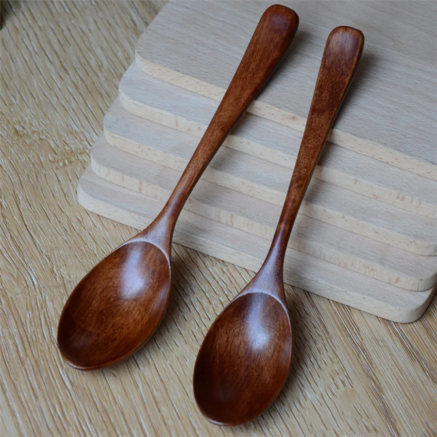 Outdoor tableware wooden spoon lot wood spoon bamboo kitchen tool soup teaspoon catering can be wholesale 35A14 (6)