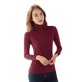 

Autumn Spring Solid Color Turtleneck Long-sleeved Sweaters Womens Harajuku Thin Section Tight Office Lady Tops Clothes Femininas