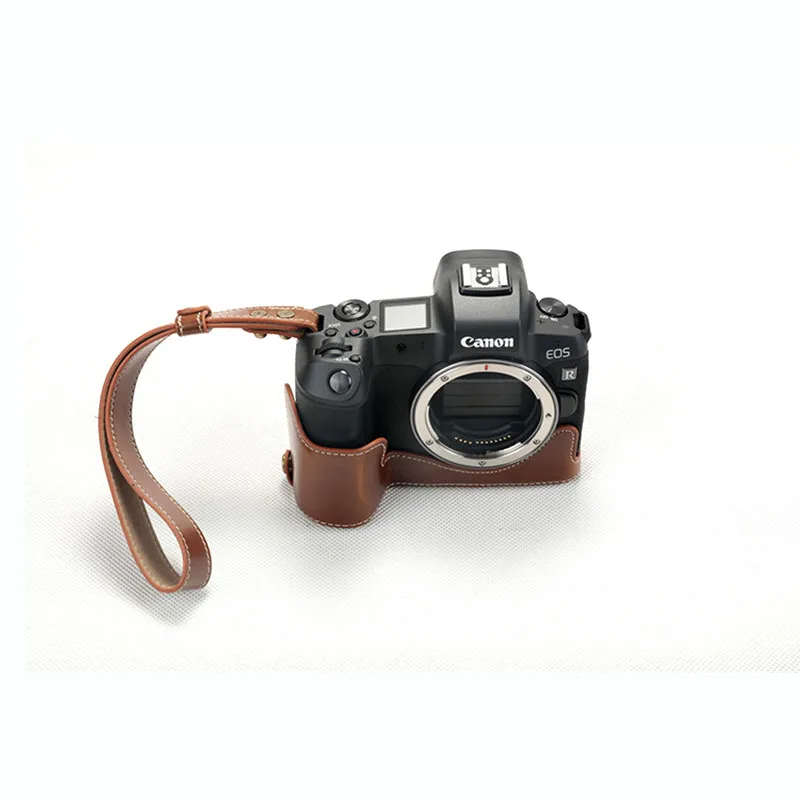 A-brown Подходит для Canon EOS R micro Одиночная pu кожаная сумка для камеры Защитная крышка 20-105 мм eosr Защитная Половина крышка основание открытие - Цвет: A-brown