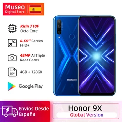 Глобальная версия Honor 9X 4 Гб 128 Гб Смартфон 48 МП AI Triple Camera 6,59 'teléfono mobile Googling Play сотовый телефон