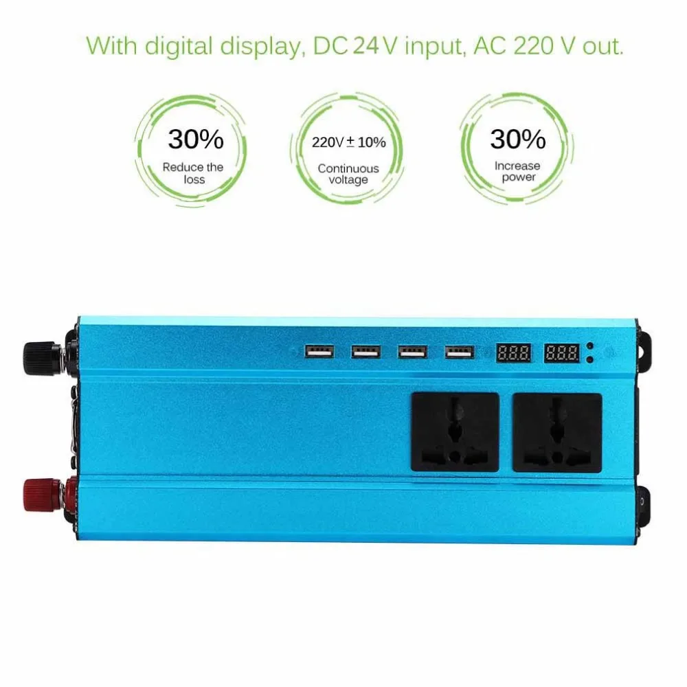 4000 Вт автомобильный инвертор зарядное устройство DC 12 V/24 V к AC 220V синусоидальный преобразователь интерфейсов трансформатор напряжения адаптер