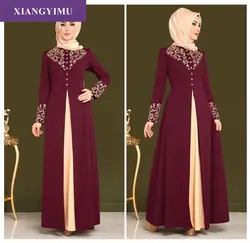 F468 Кафтан Дубай Абая халат мусульманское платье хиджаб Абая для женщин Восточный халат из марокена Катара Elbise турецкая исламская одежда