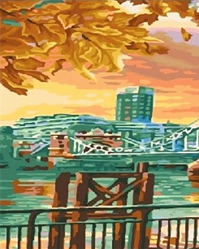 SZHC2077 HUACAN Picture By Numbers City Landscape Acrylic Drawing Canvas Wall Art DIY Oil Painting Home Decor Gift - Цвет: SZHC2077
