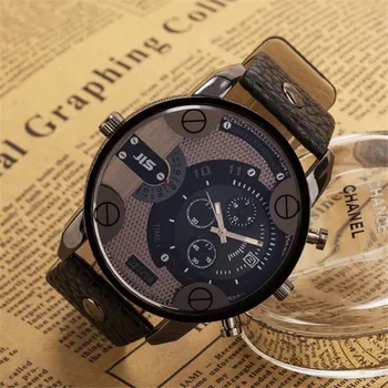 

Big Dial Watch Men's Trend European American Creative Style Same Dual-core Calendar Personality Atmosphere Mens Watch Dropship