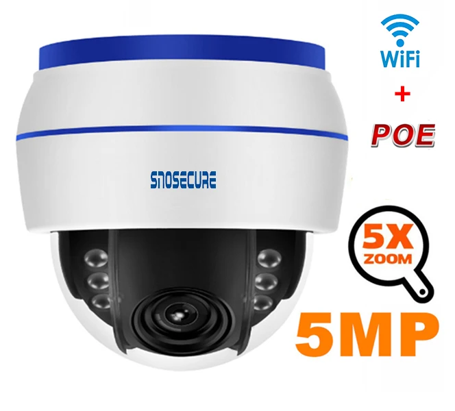 

SNOSECURE H.265 Wifi IP Camera 5MP 5X Zoom Audio Recording CCTV Camera Night Vision Security Video Surveillance ONVIF P2P POE