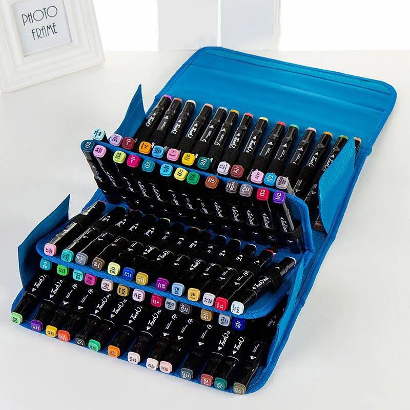 

80 Holes Premium Quality Oxford Marker Pen Case Markers Bag Portable Case Large Capacity School Pencil Bag For Painting