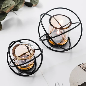 

Geometric Candle Holder Nordic Mini Metal Romantic Dinner Table Gold Black Modern Candelabros Bougeoir Home Decor Party MM60ZT