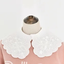 Women Floral Lace Fake Collar Big Lapel Button Down Detachable White Half Shirt False Collars Girls Removable Decor Nep Kraagie