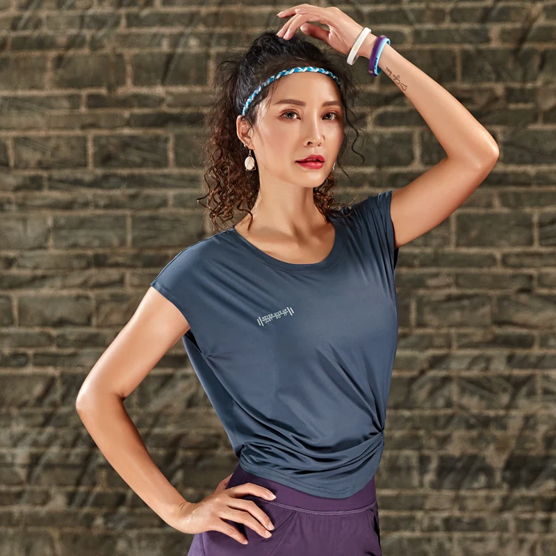 Quick Dry Stretch Slim Fit Yoga Tops Women Sport T Shirt Gym Jerseys Fitness Shirts Yoga Running Dancing Female Cloth