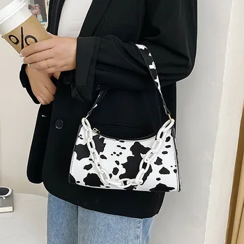 

2020 Advanced Fashion Cow Printed Ladies Underarm Shoulder Bag Wild Popular Simple Handbag Totes Female Casaul Daily Bags 2020