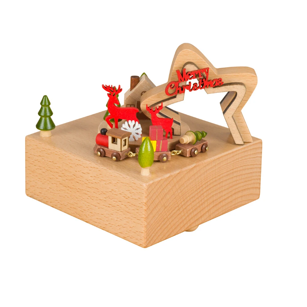 Carousel Musical Boxes Wooden Music Box Crafts Retro Birthday Gift Vintage Home Decoration Beech Music Box Dropshipping O18