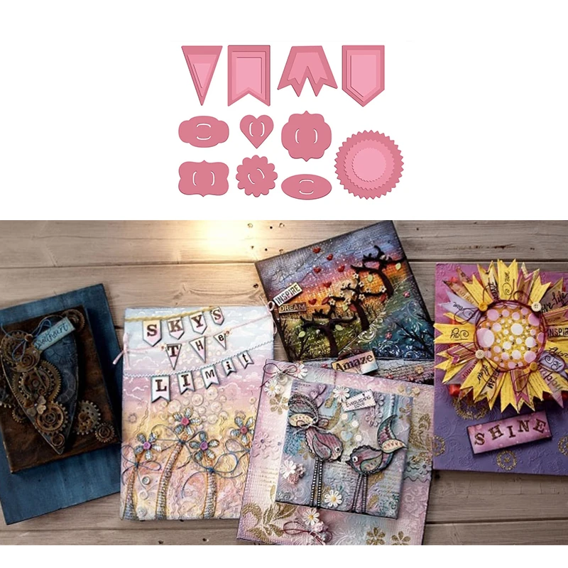 

Popular Celebration Decorations Banner Flower Triangle Metal Cutting Dies For New DIY Scrapbooking Album Card Making Crafts 2019