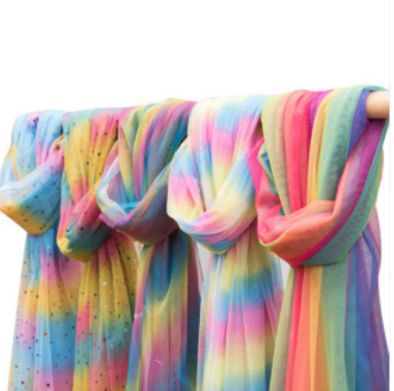 2 м/лот Радуга Гренадин со звездой Луна блестки дизайн сетки пряжа фон ткань украшение комнаты лохматая юбка DIY T524