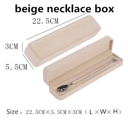 Necklace Бежевая серия 100 шт/партия Velet Ювелирная упаковочная коробка под заказ отображение логотипа коробка кольцо ожерелье браслет коробка для хранения - Цвет: Necklace