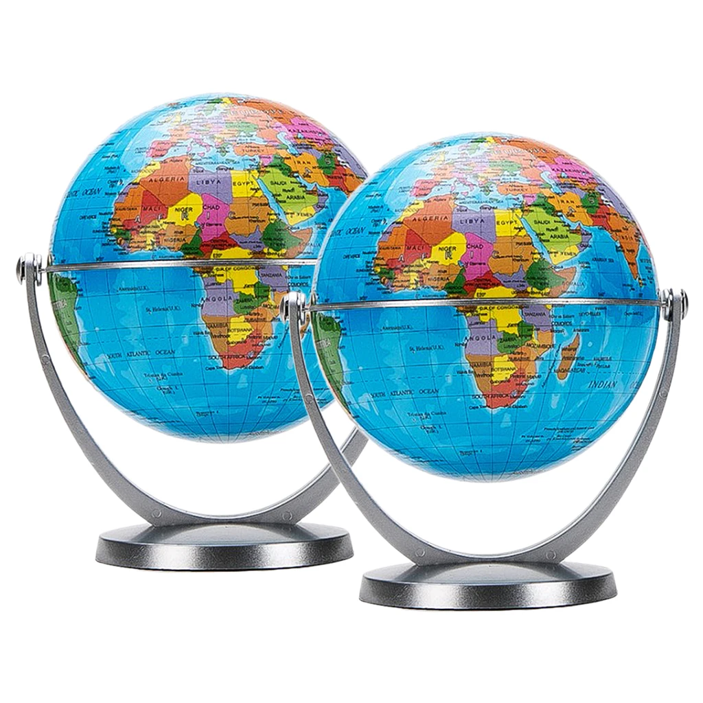 2x многонаправленный вращающийся глобус Детский образовательный Globe-10.6cm Dia Blue